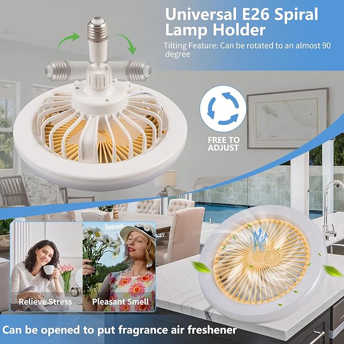 Modern Dimmable Ceiling Fan with Lights & Remote – 3 Speeds, 3 Color Modes, E26 Socket